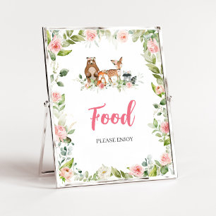 Póster Letrero de comida para baby shower floral del bosq