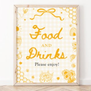 Póster Letrero de comida y bebidas de abeja de miel de gi