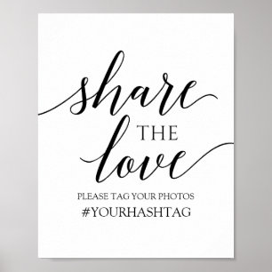 Póster Letrero de Comparte el Amor   Caligrafía Romántica