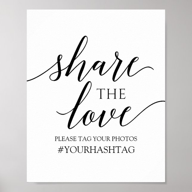 Póster Letrero de Comparte el Amor | Caligrafía Romántica (Frente)