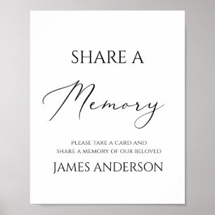 Póster Letrero de Compartir un Recuerdo en Funeral
