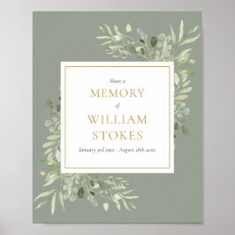 Póster Letrero de Compartir un Recuerdo para Funeral con 