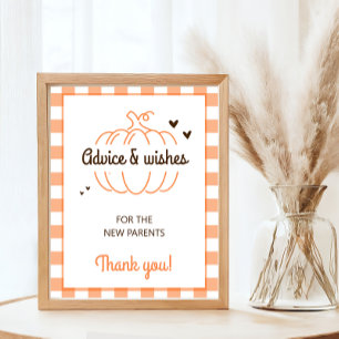Póster Letrero de Consejos para Baby Shower de Calabacita