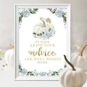 Póster Letrero de Consejos para Baby Shower de Calabaza c