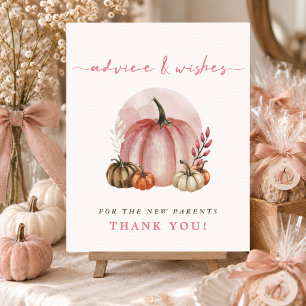 Póster Letrero de Consejos para Baby Shower de Calabaza c