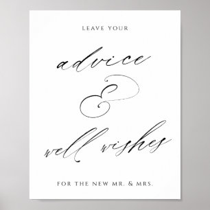 Póster Letrero de Consejos y Buenos Deseos para Bodas