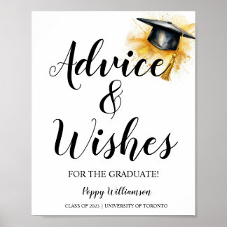Póster Letrero de consejos y deseos de graduación
