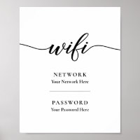 Letrero De Contraseña De Wifi De Caligrafía Imprim