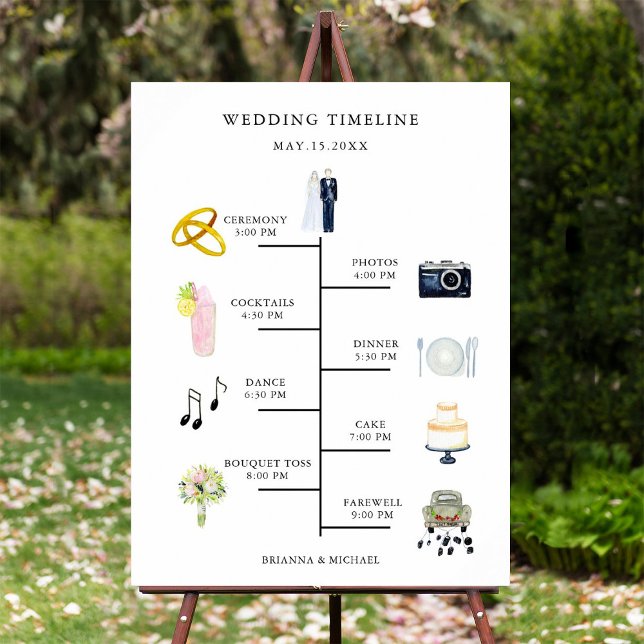 Póster Letrero de Cronología del Día de la Boda con Icono (Subido por el creador)