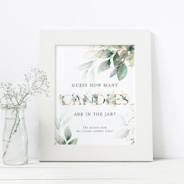 Póster Letrero de Cuántas Caramelos de Eucalipto Verde