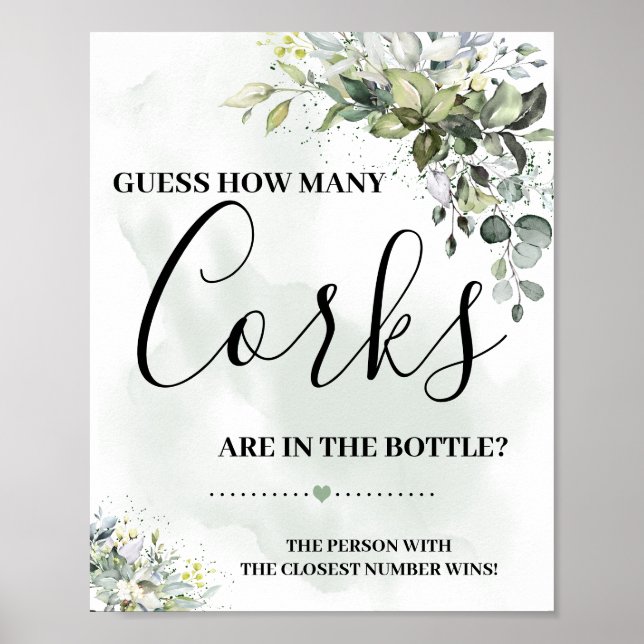 Póster Letrero de cuántos corchos de eucalipto suculento (Frente)