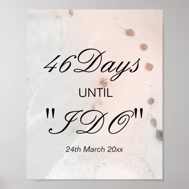 Póster Letrero de Cuenta Regresiva para Boda (Frente)