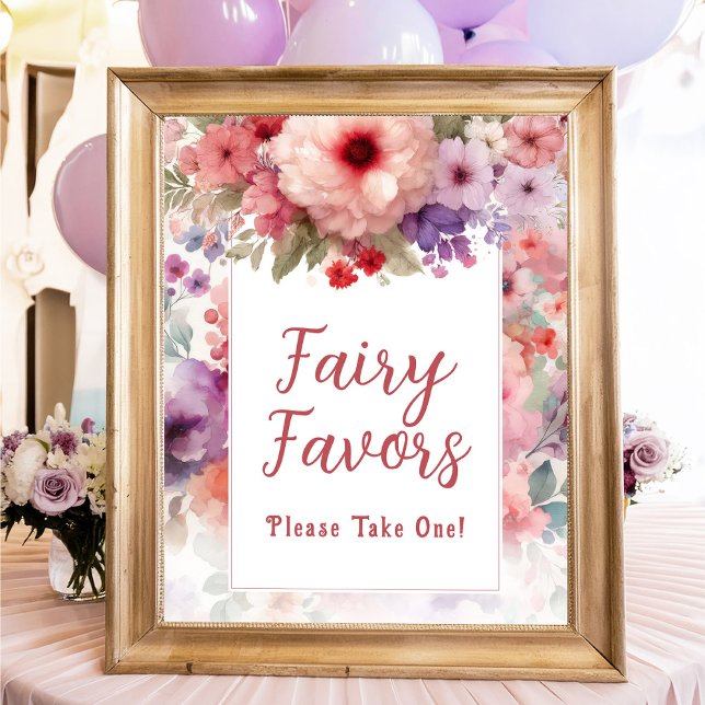Póster Letrero de Cumpleaños de Jardín Fairycore con Favo (Fairy Party Favors Fairy Birthday Sign)
