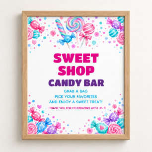 Póster Letrero de cumpleaños de tienda de dulces al agua
