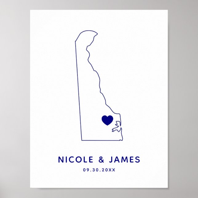 Póster Letrero de Delaware, Bienvenida de Boda o Recepció (Frente)