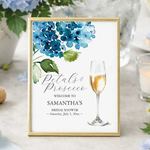 Póster Letrero de Desayuno Nupcial de Pétalos y Prosecco 