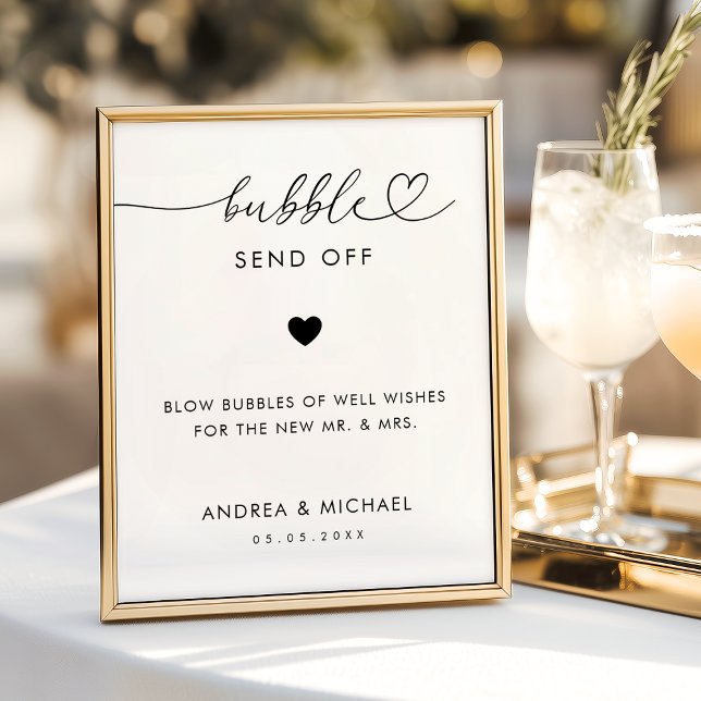 Póster Letrero de Despedida de Boda con Burbujas y Corazó (Subido por el creador)