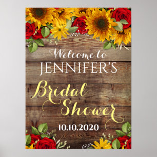 Póster Letrero de Despedida de Soltera Rústico de Girasol