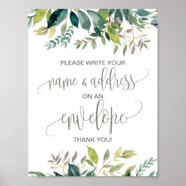 Póster Letrero de dirección de sobre con follaje
