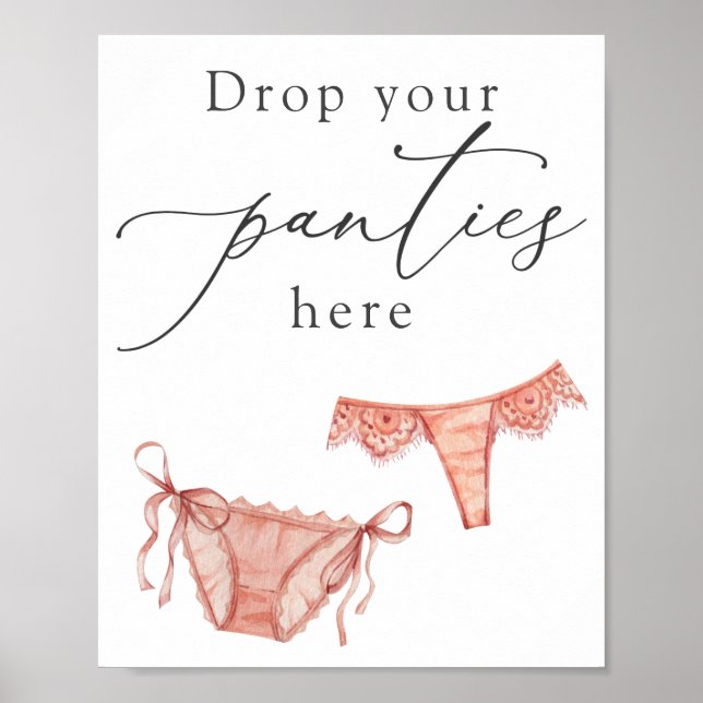 Póster Letrero de ducha de lencería Deja tus bragas aquí (Frente)