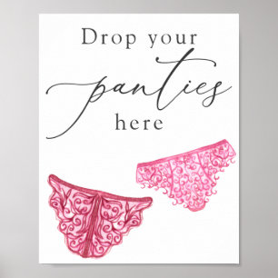 Póster Letrero de ducha de lencería Deja tus bragas aquí