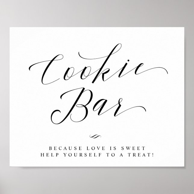 Póster Letrero de Ducha de Novia o Boda Cookie Bar Chic (Frente)