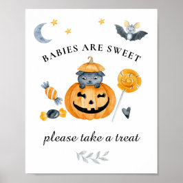 Póster Letrero de Dulces para Baby Shower de Calabaza de