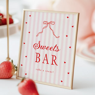Póster Letrero de Dulces para Baby Shower de Corazón