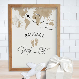 Póster Letrero de entrega de equipaje para baby shower