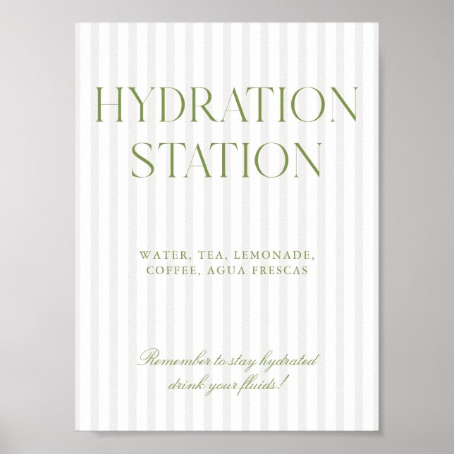 Póster Letrero de Estación de Hidratación de Raya Verde S (Frente)