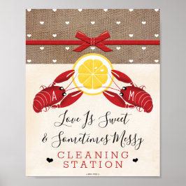 Póster Letrero de Estación de Limpieza de Hervido de Cang