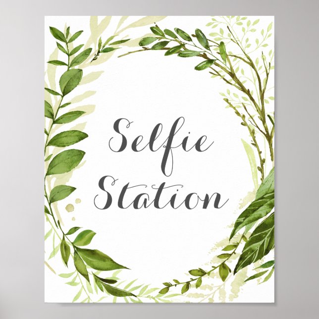Póster Letrero de Estación de Selfie de Boda con Corona V (Frente)