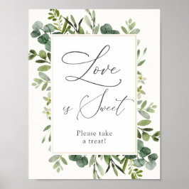 Póster Letrero de Eucalipto Amor es un Dulce Tratado