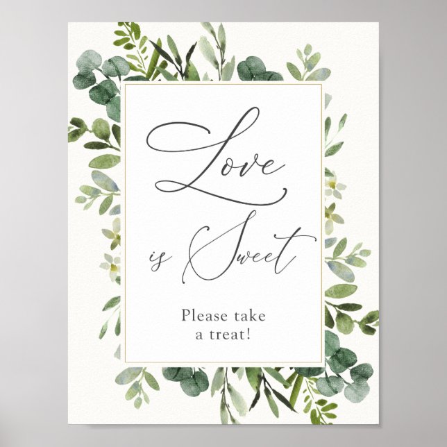 Póster Letrero de Eucalipto Amor es un Dulce Tratado (Frente)