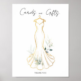 Póster Letrero de Faux Gold & Greenery Tarjetas y Regalos