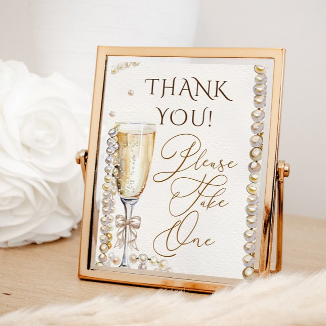 Póster Letrero de Favor con Tema de Perlas y Prosecco (Subido por el creador)