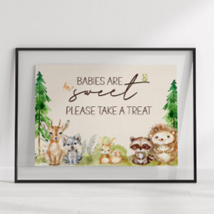 Póster Letrero de Favor de Baby Shower Boho Animales del 
