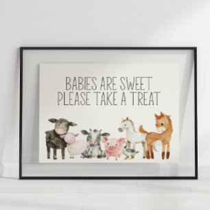 Póster Letrero de Favor de Baby Shower de Animales de la 
