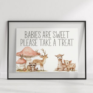 Póster Letrero de Favor de Baby Shower de Animales del Bo