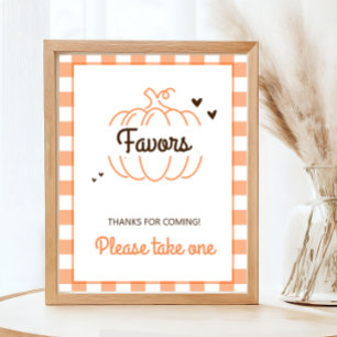 Póster Letrero de Favor de Baby Shower de Calabacita Dulc