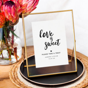 Póster Letrero de Favor de Boda Amor es Dulce Escritura R