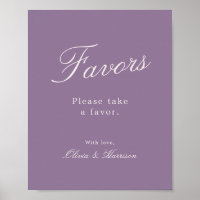 Letrero de Favor de Boda con Caligrafía Malva