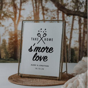 Póster Letrero de Favor de Boda S'more Love