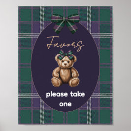 Póster Letrero de Favor de Oso Elegante y Chic