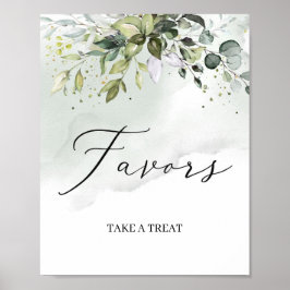 Póster Letrero de favores boho con follaje de vegetación