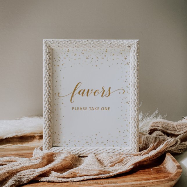 Póster Letrero de favores de aniversario con confeti dora (Anniversary Favors Sign)