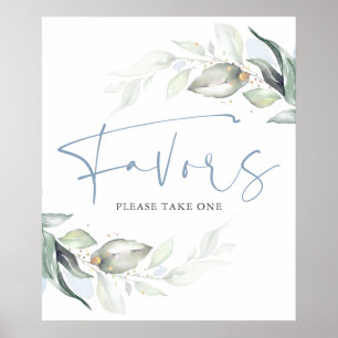 Póster Letrero de favores de azul polvoriento, vegetación