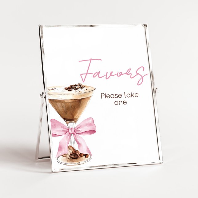 Póster Letrero de favores de Baby Shower de Espresso con  (Espresso Baby Shower Sign)