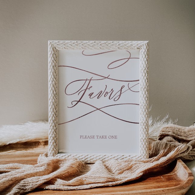 Póster Letrero de favores de boda con caligrafía en rosa  (Subido por el creador)