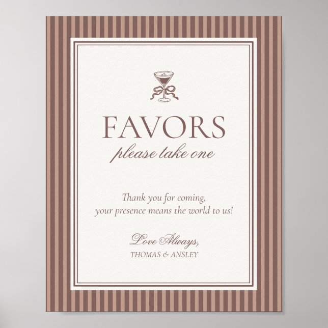 Póster Letrero de favores de boda Espresso Martini Love B (Frente)